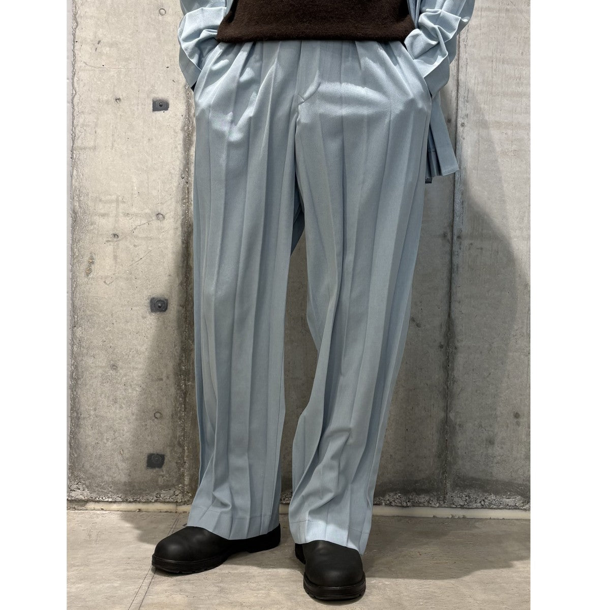 EDGE ENSEMBLEアコーディオンPleatsプリーツ加工スラックスパンツ