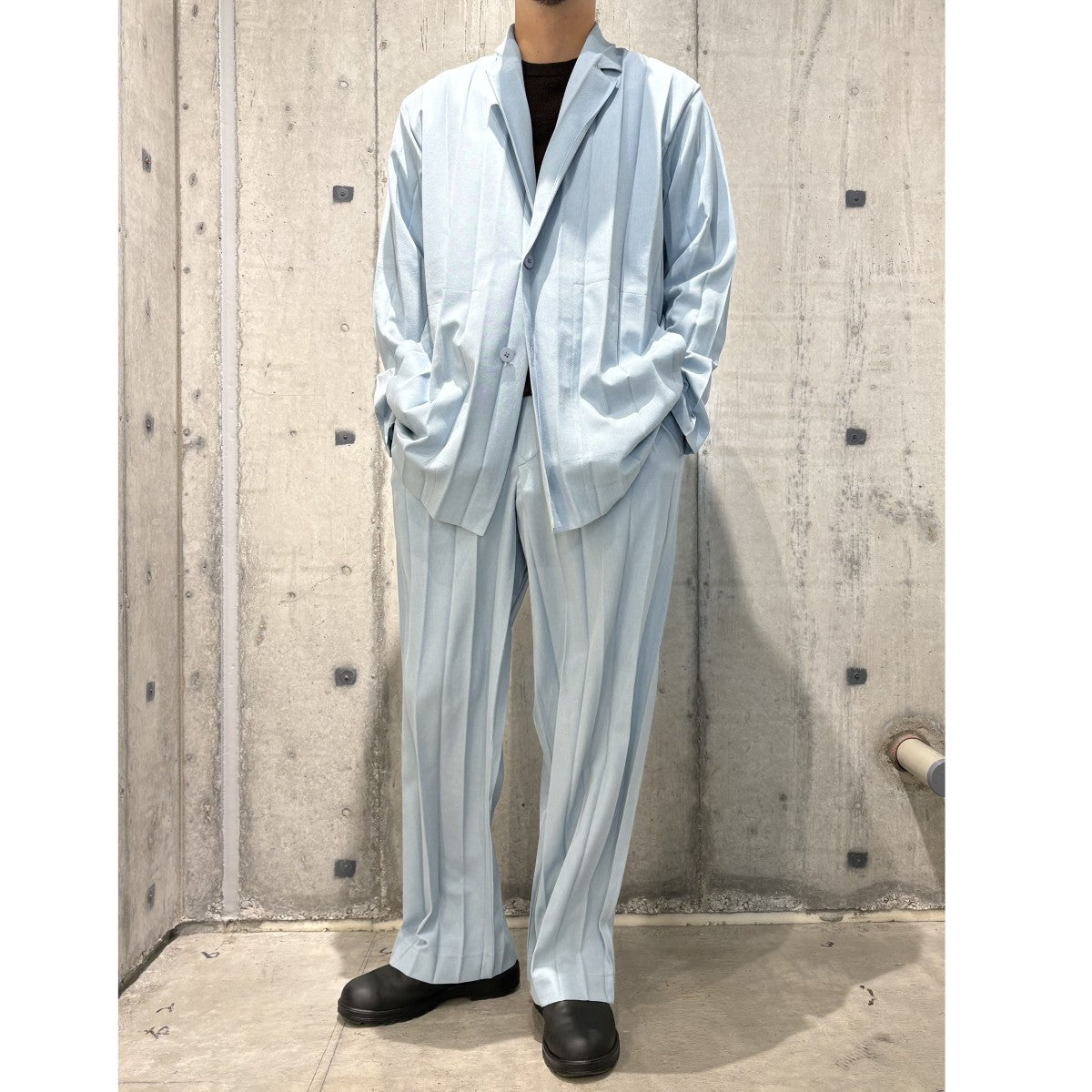 EDGE ENSEMBLEアコーディオンPleatsプリーツ加工スラックスパンツ