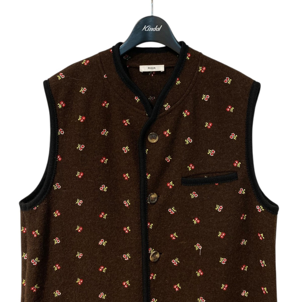 23AWWalker Gilet Flowers  Feltedフェルトフラワー柄ジレベスト