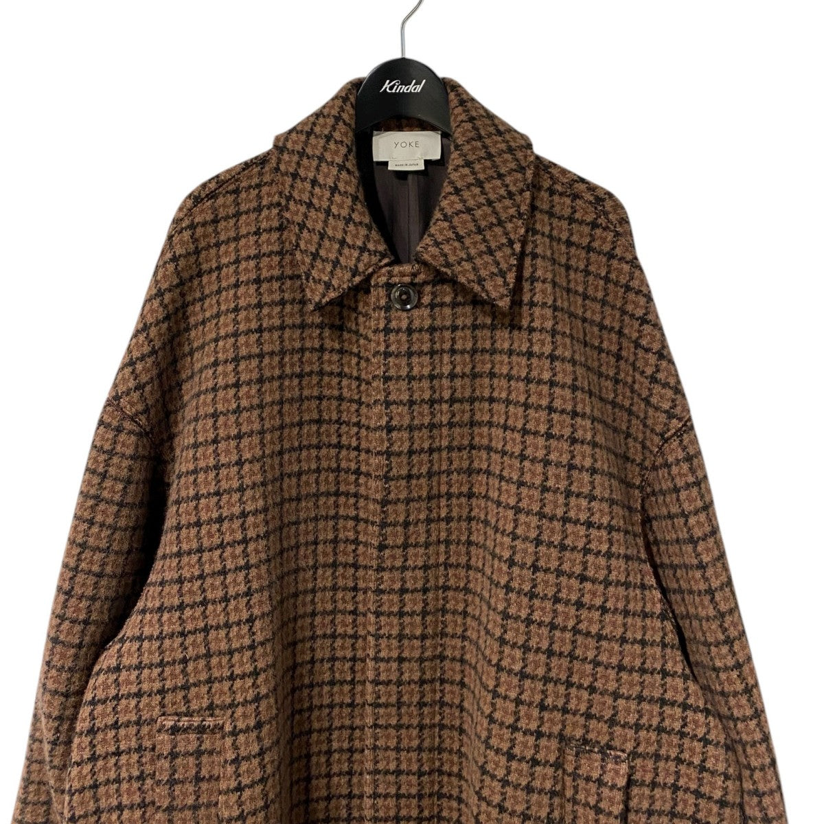 DOUBLE JQUARD KNIT BAL COLLAR COATオーバーサイズストレッチチェックコート