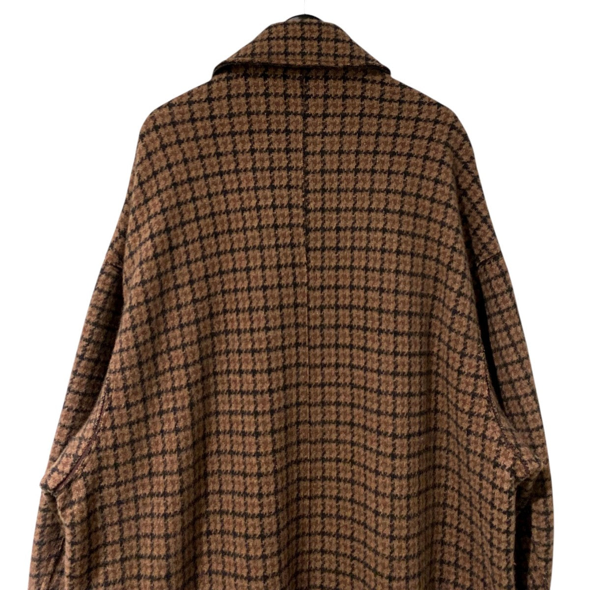 DOUBLE JQUARD KNIT BAL COLLAR COATオーバーサイズストレッチチェックコート