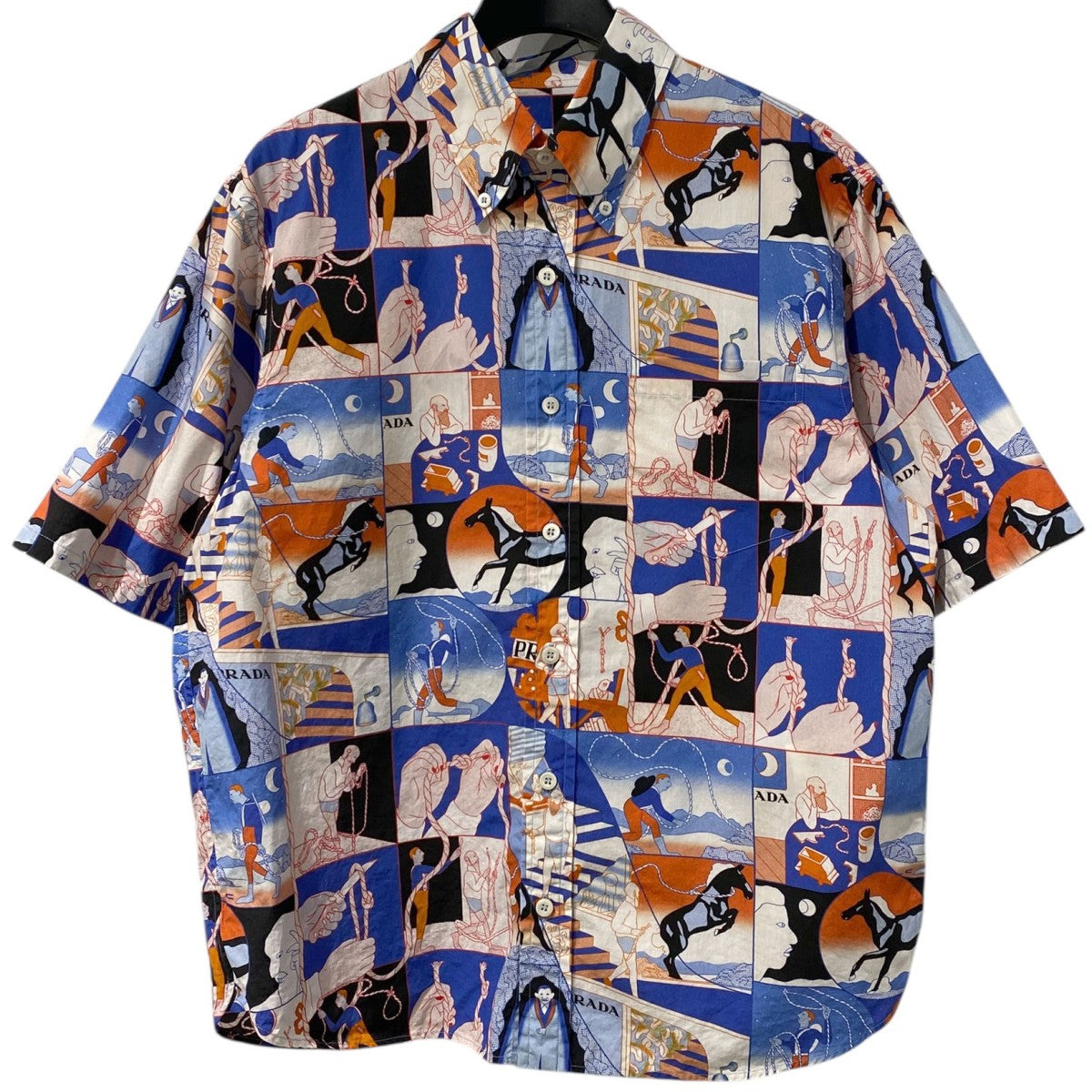 PRADA 18SSComic Rope Shirt総柄半袖シャツ 古着・中古-1枚目のアイテム画像