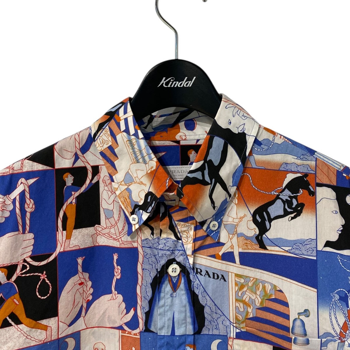 PRADA 18SSComic Rope Shirt総柄半袖シャツ 古着・中古-3枚目のアイテム画像