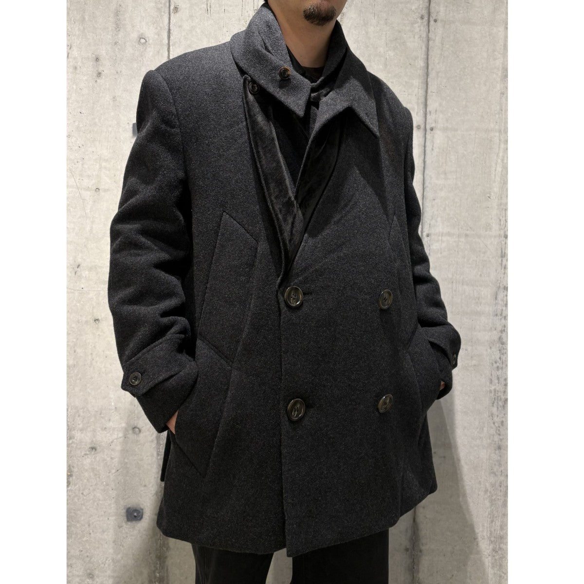 NULLUS 25AWDeconstructed PeacoatオーバーサイズPコート 古着・中古-2枚目のアイテム画像