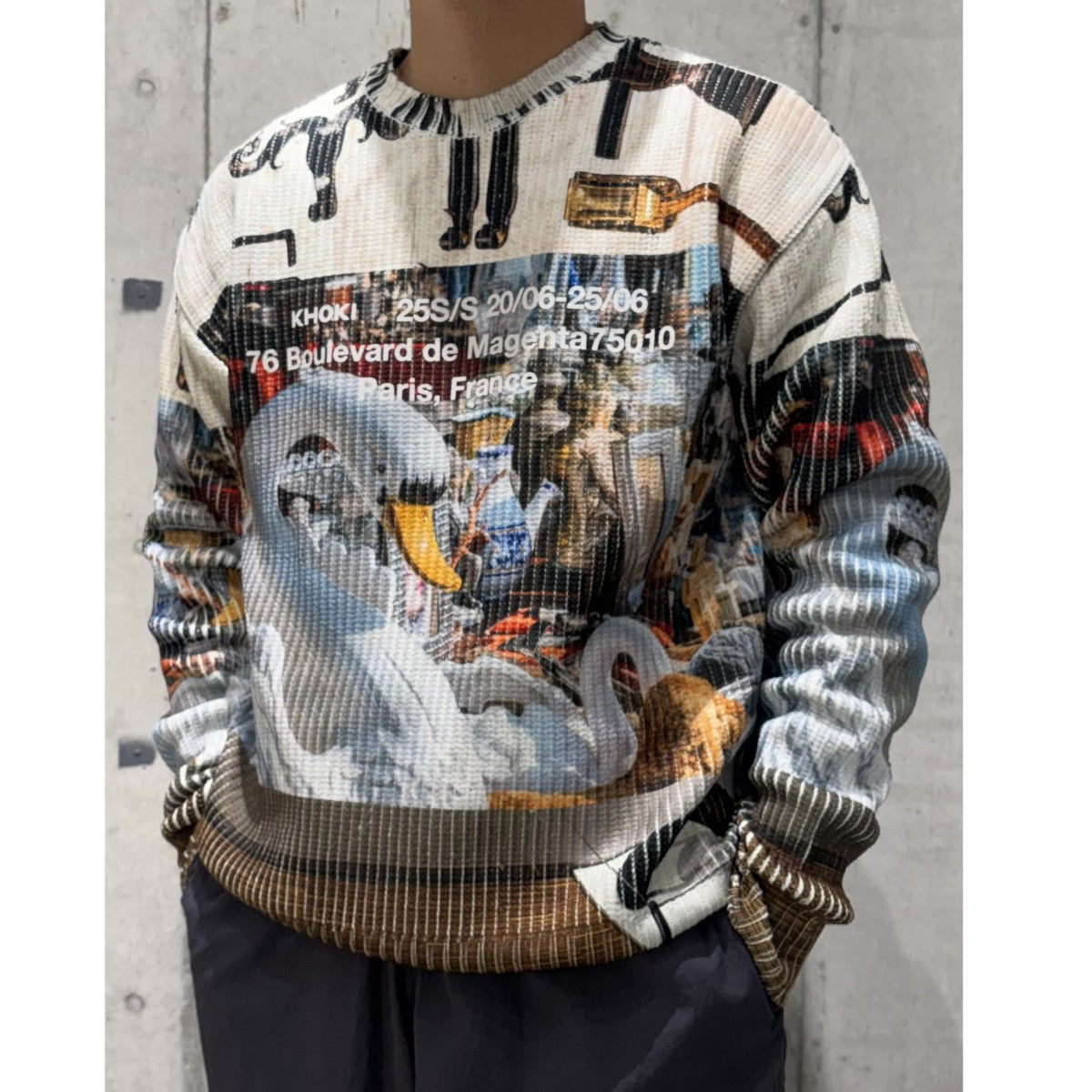 KHOKI 25SSCollage printed knitカレッジプリントニット 古着・中古-2枚目のアイテム画像