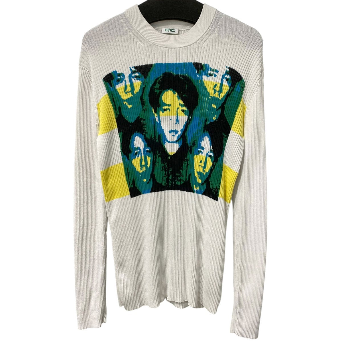 KENZO×Ryuichi Sakamoto 18SSPLEATS KNITロングスリーブカットソー 古着・中古-1枚目のアイテム画像