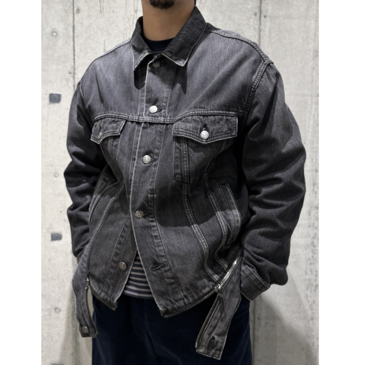 MINEDENIM 19SSZip Hem LF-GJKT USD U Vintageヴィンテージダメージ加工ZIPデニムジャケット 古着・中古-2枚目のアイテム画像