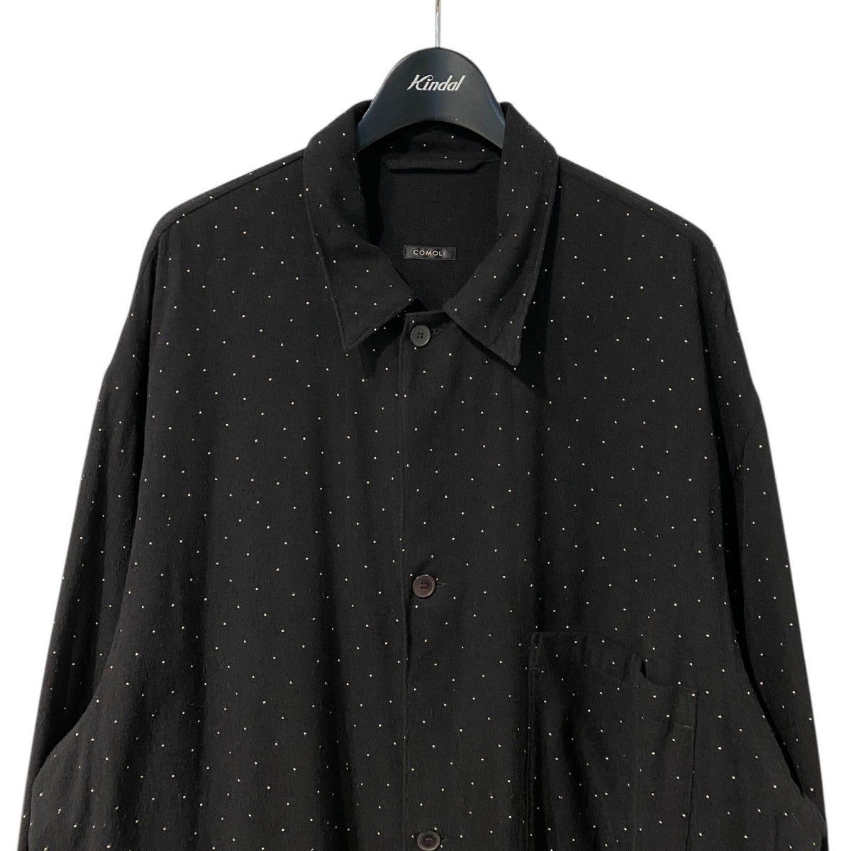 COMOLI(コモリ) 24SSシルクノイル ドット シャツジャケット ブラック