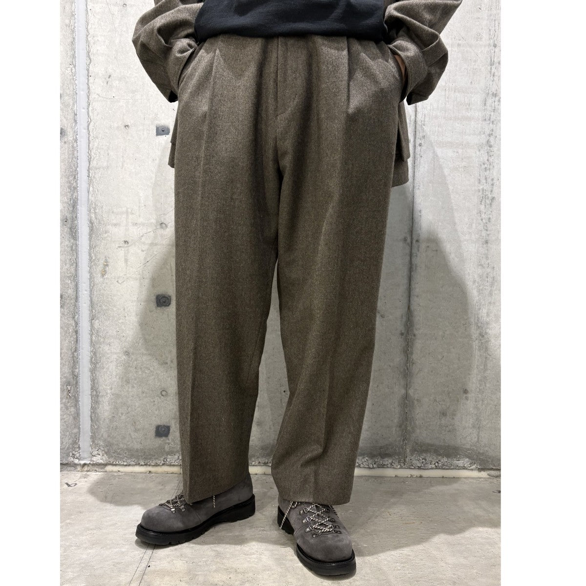 ANSNAM 21AWWool One Tuck Pantsウールタックスラックスパンツ 古着・中古-2枚目のアイテム画像