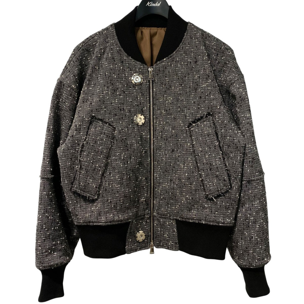 OUAT 24SSMETA BOMBERツイードウールショート2wayボンバージャケット 古着・中古-1枚目のアイテム画像
