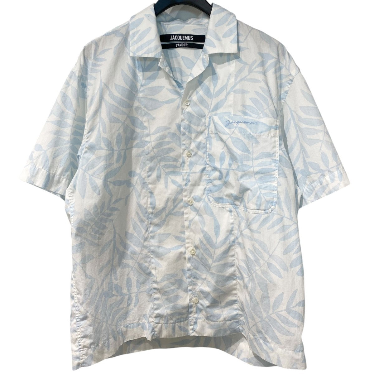 JACQUEMUS 21SSLa Chemise Jean Print Blue Leaves総柄半袖シャツ 古着・中古-1枚目のアイテム画像