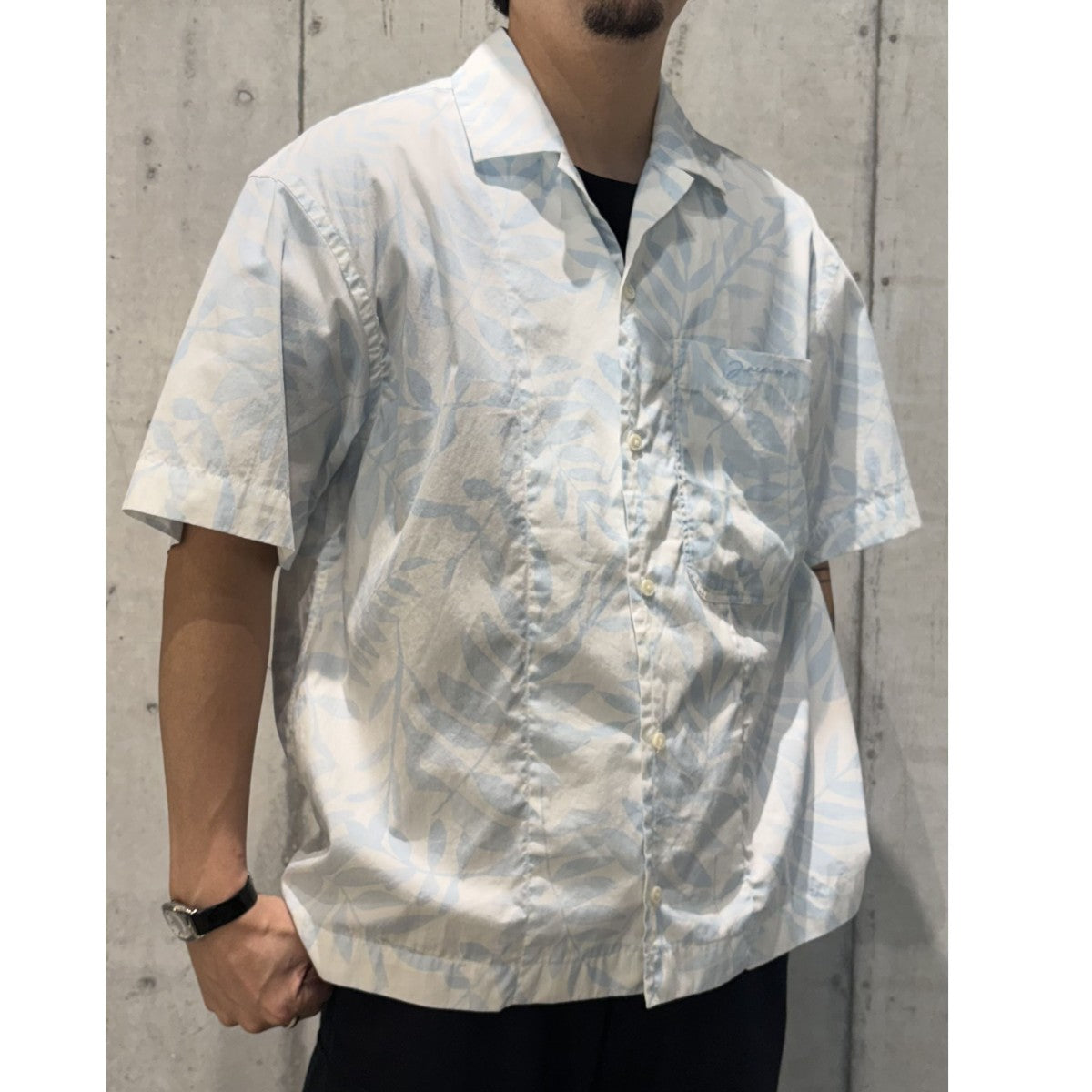 JACQUEMUS 21SSLa Chemise Jean Print Blue Leaves総柄半袖シャツ 古着・中古-2枚目のアイテム画像