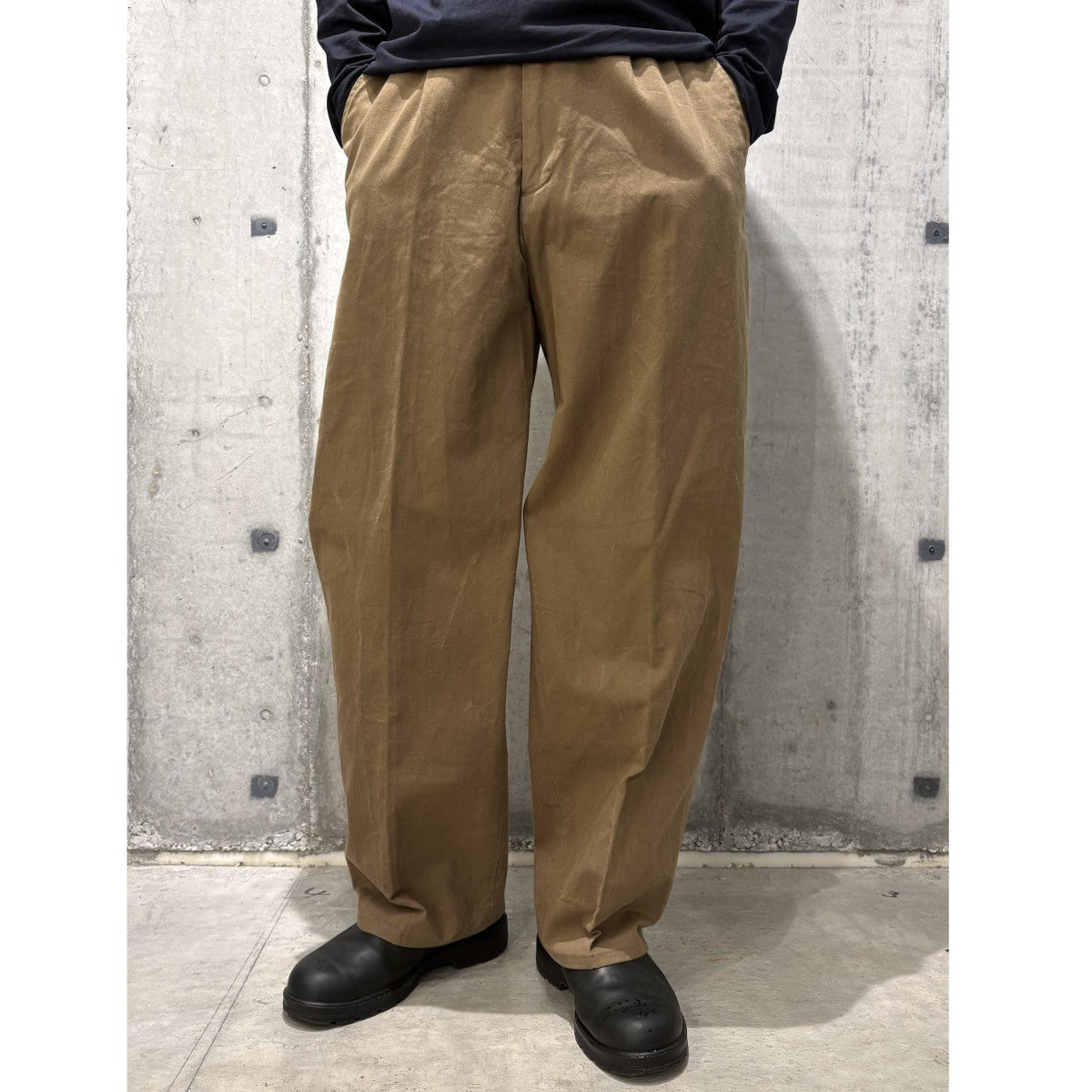 OVY One Tuck Wide Chino Pantsバイオウォッシュ加工Vintageヴィンテージワイドチノパンツ 古着・中古-2枚目のアイテム画像
