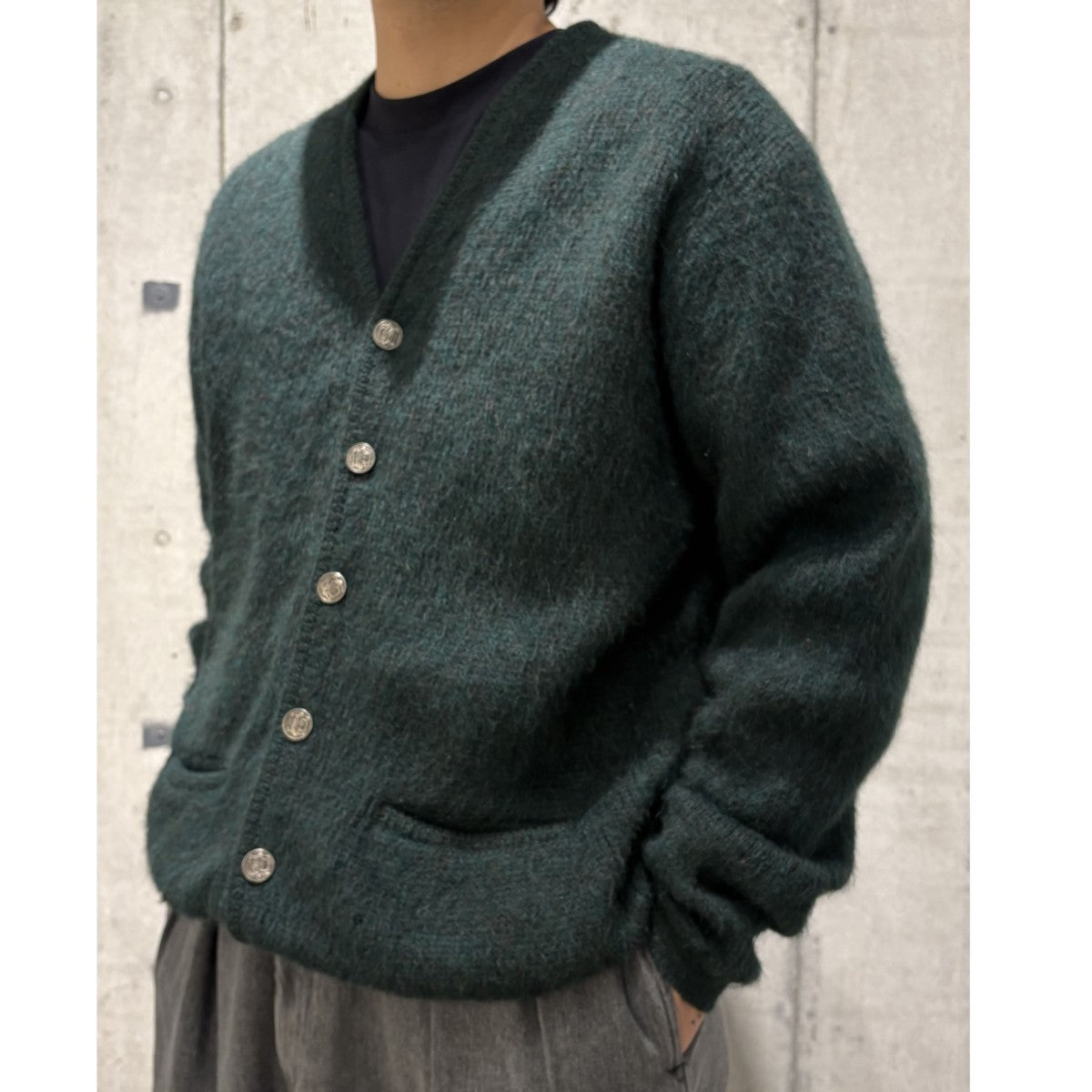 【希少】60s-70s ヴィンテージ バージンウール カーディガン メタルボタン Vintage(ヴィンテージ) 60'sメタルボタンオーバーサイズモヘヤ
