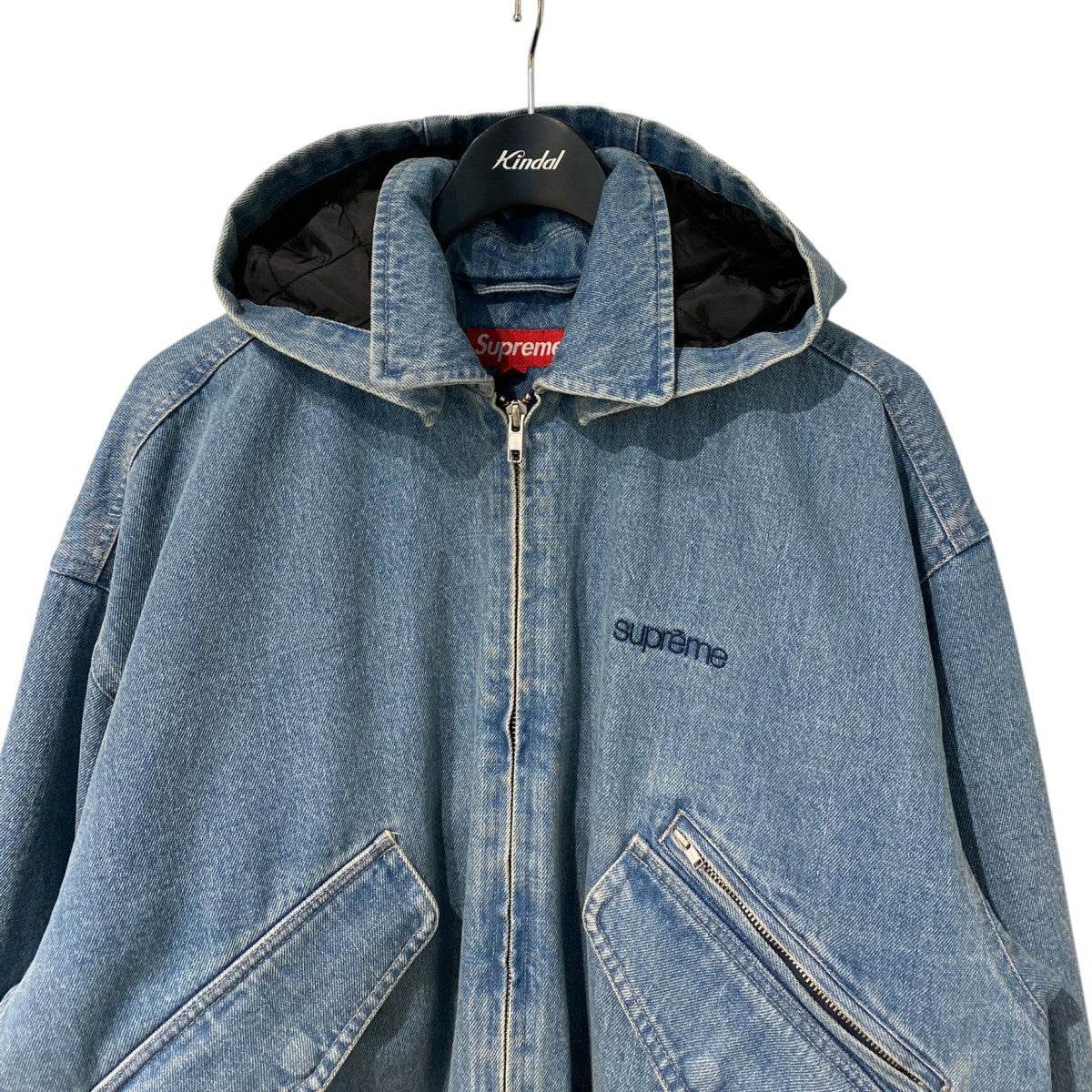 Supreme 25FWHooded Utility Jacket Denimフード取り外し可能USED加工クラシックロゴデニムジャケット 古着・中古-4枚目のアイテム画像