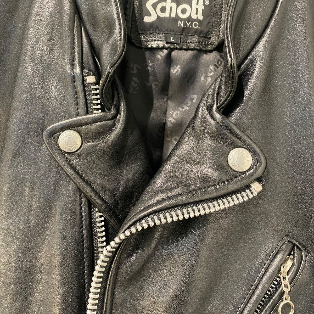 【未使用L】 SCHOTT ショット ダブルスレザージャケット 羊革 ラム Schott N.Y.C（ショット） Schott ラム革ダブルライダース 228US