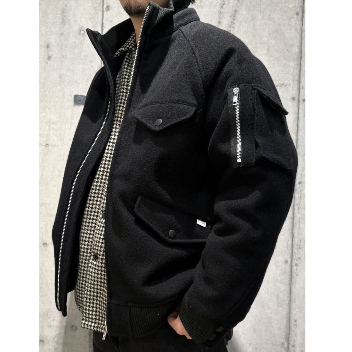 stussy 00'sType G-8 Wool Jacket内側キルティングウールボンバーWEPフライトジャケット 古着・中古-2枚目のアイテム画像