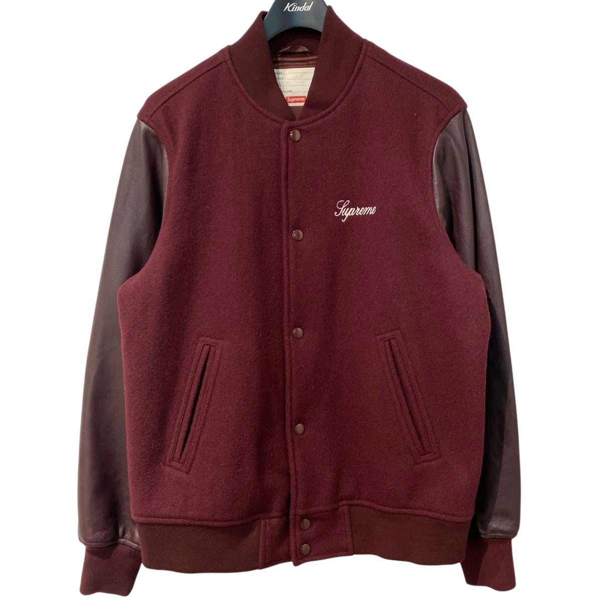 Supreme 15FWWool Varsity Crew Jacketスタジャンレザー切替ジャケット 古着・中古-2枚目のアイテム画像