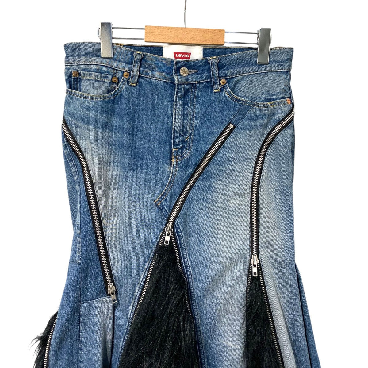 JUNYA WATANABE COMME des GARCONS×LEVI’S 25AWLevis Denim×Fur SkirtファーZIPロングデニムスカートJP-S201 古着・中古-3枚目のアイテム画像