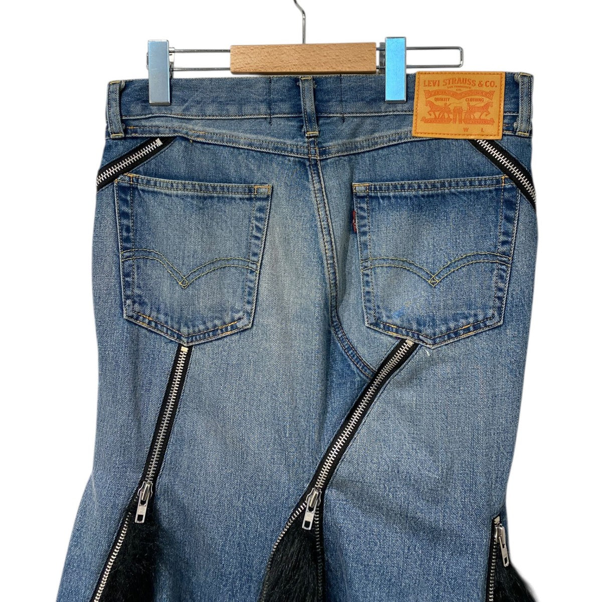 JUNYA WATANABE COMME des GARCONS×LEVI’S 25AWLevis Denim×Fur SkirtファーZIPロングデニムスカートJP-S201 古着・中古-5枚目のアイテム画像