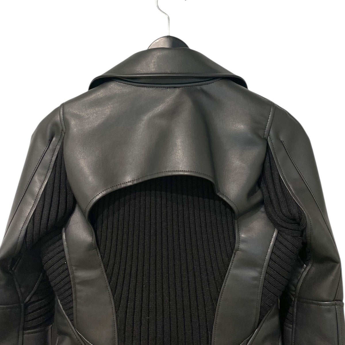 JUNYA WATANABE 25AWKnitted Insert JacketニットドッキングフェイクレザーライダースジャケットJP-J007 古着・中古-5枚目のアイテム画像