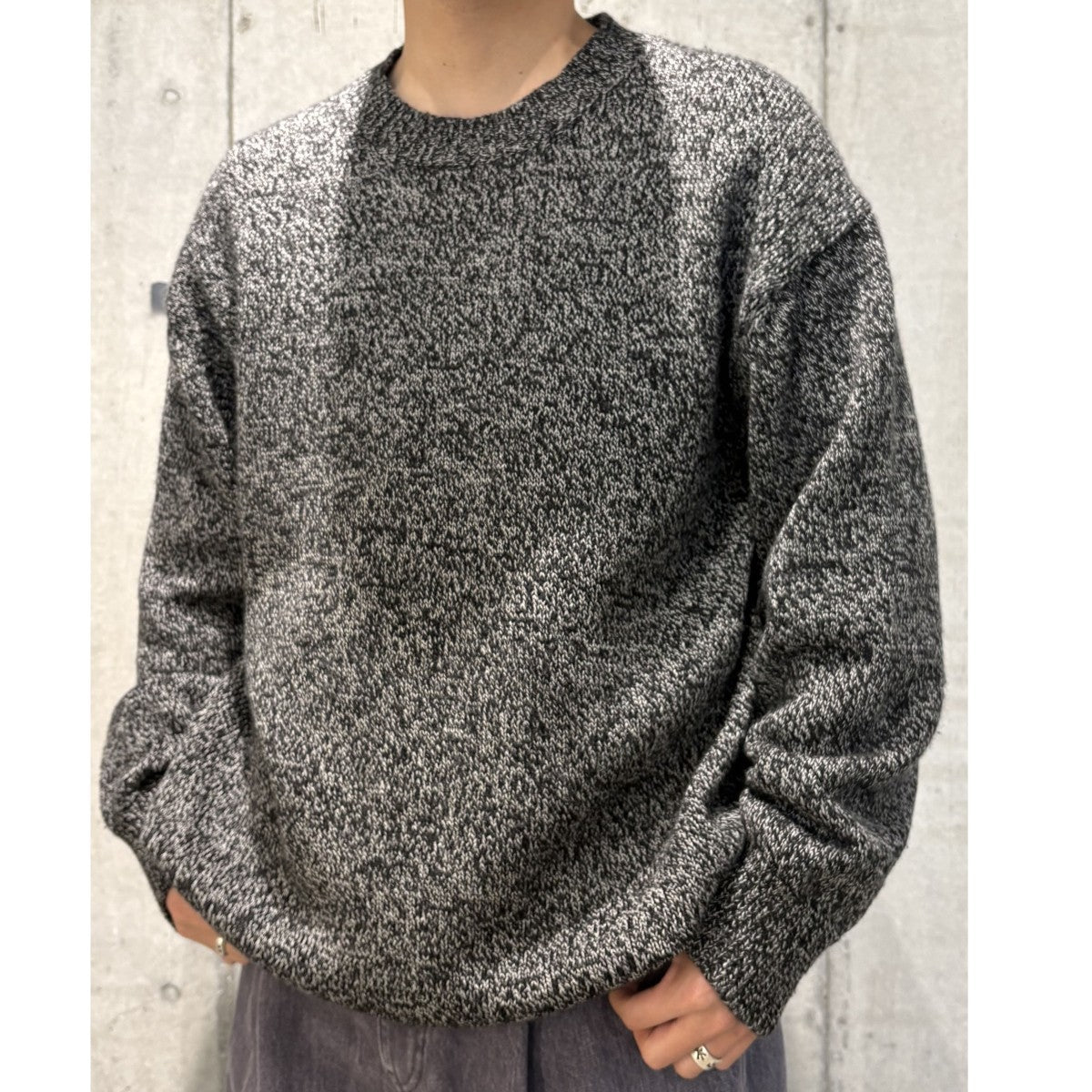 Y’S for men 1990sメランジミックスオーバーサイズニット 古着・中古-2枚目のアイテム画像