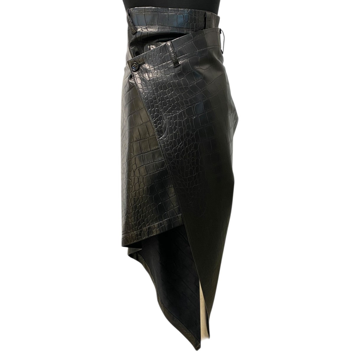 JUNYA WATANABE COMME des GARCONS 25AWCrocodile-Effect Asymmetric Skirtクロコダイル型押しアシンメトリースカートJP-S005 古着・中古-1枚目のアイテム画像