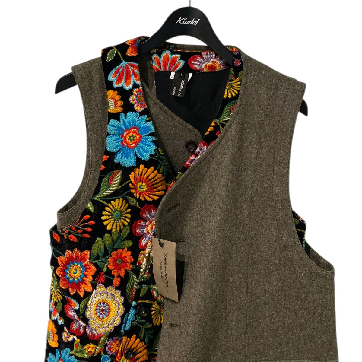 COMME des GARCONS HOMME PLUS 25AW花柄刺繍×ウールドッキング巻きベストPP-V003 古着・中古-3枚目のアイテム画像