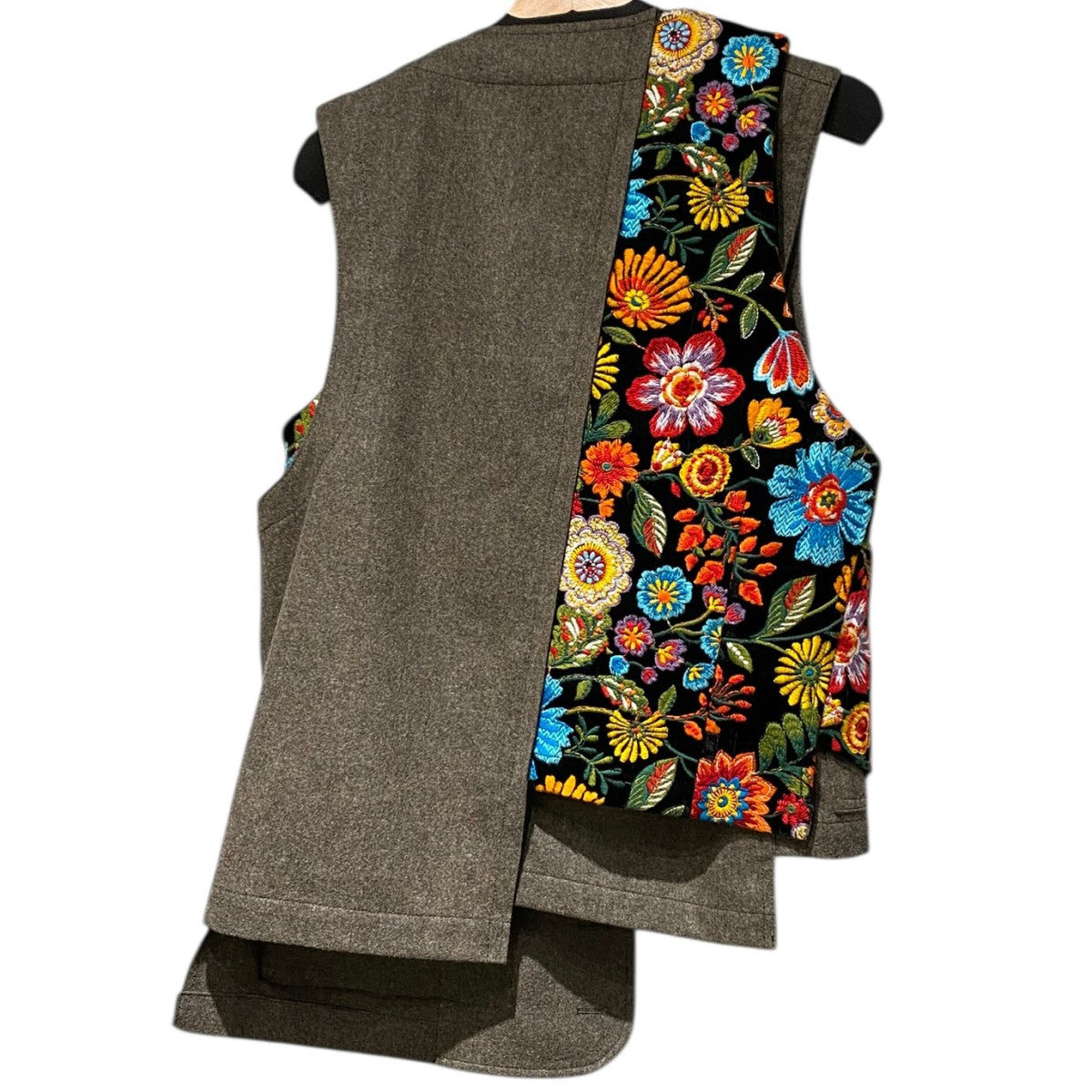 COMME des GARCONS HOMME PLUS 25AW花柄刺繍×ウールドッキング巻きベストPP-V003 古着・中古-7枚目のアイテム画像