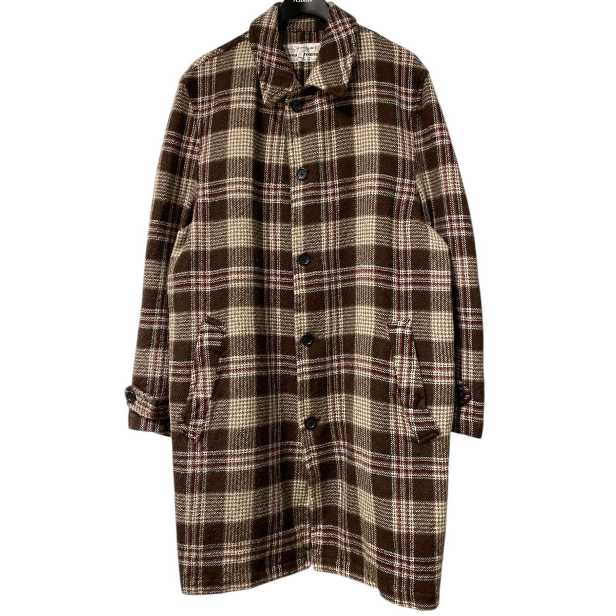 COMME des GARCONS SHIRT 01AWウール縮絨チェックコート 古着・中古-1枚目のアイテム画像