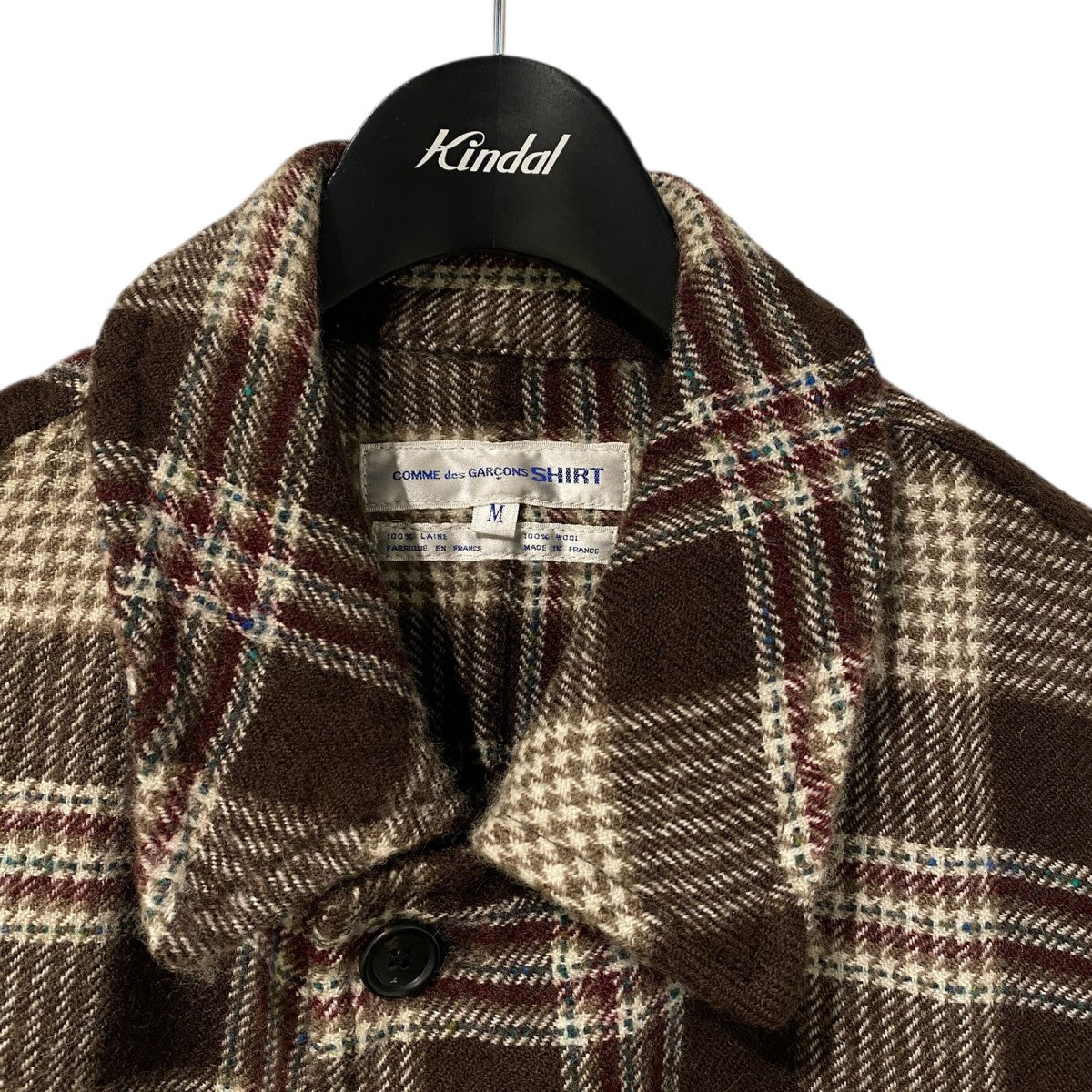 COMME des GARCONS SHIRT 01AWウール縮絨チェックコート 古着・中古-6枚目のアイテム画像