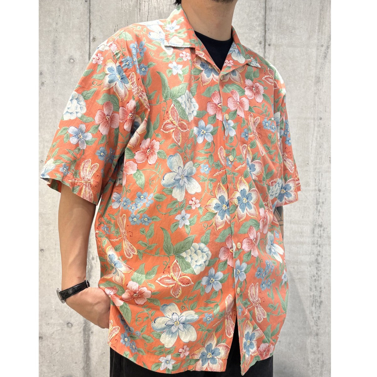 POLO RALPH LAUREN 90'sCLAYTON Cotton Aloha Shirt Flowerオーバーサイズフラワーアロハシャツ 古着・中古-2枚目のアイテム画像