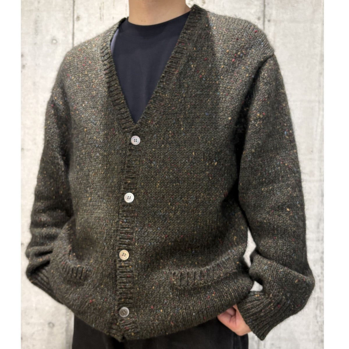COMME des GARCONS HOMME 90's田中オムAD1997ドネガルウールカーディガン 古着・中古-2枚目のアイテム画像