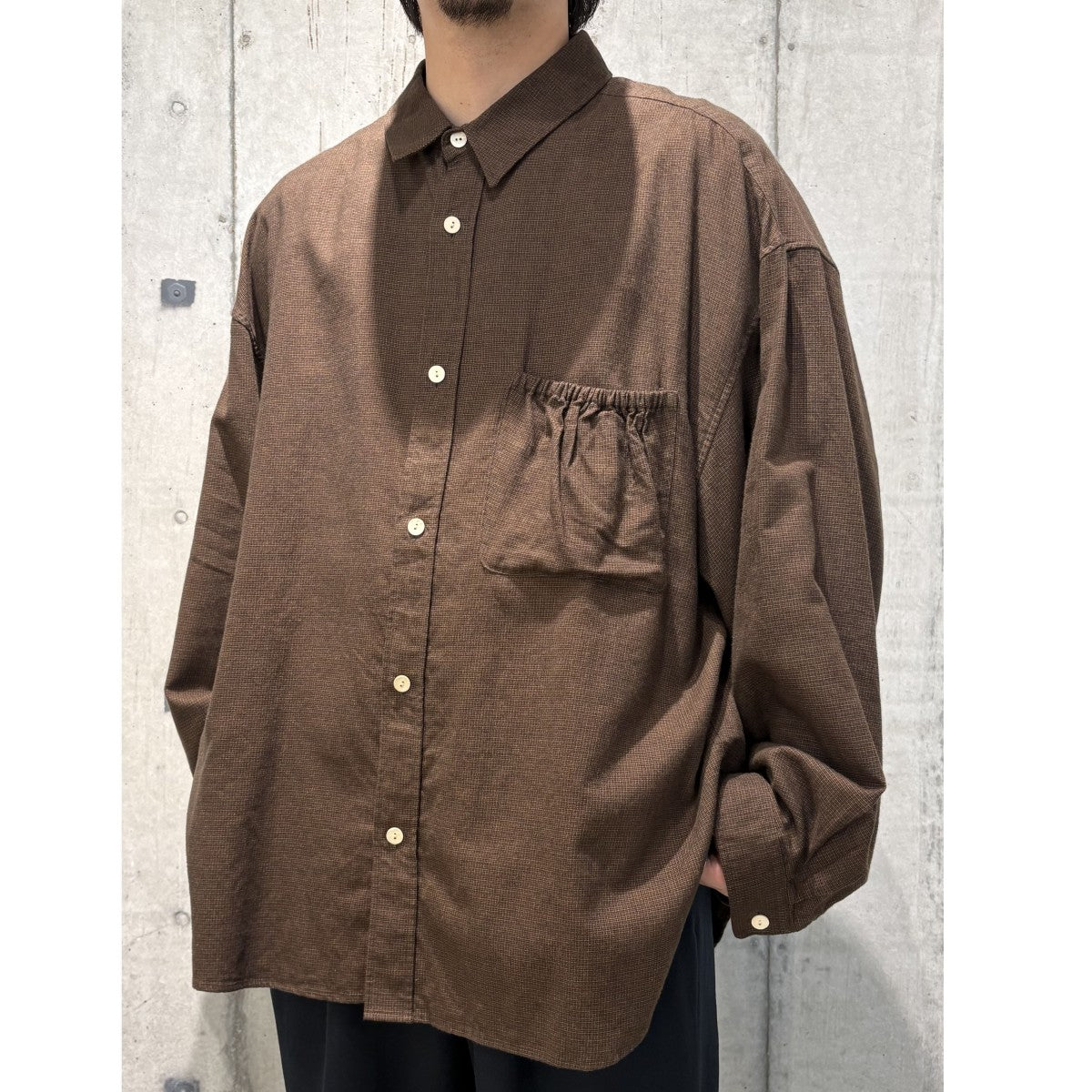 refomed Wrist Patch Wide Shirt／Checkオーバーサイズチェックシャツ 古着・中古-2枚目のアイテム画像