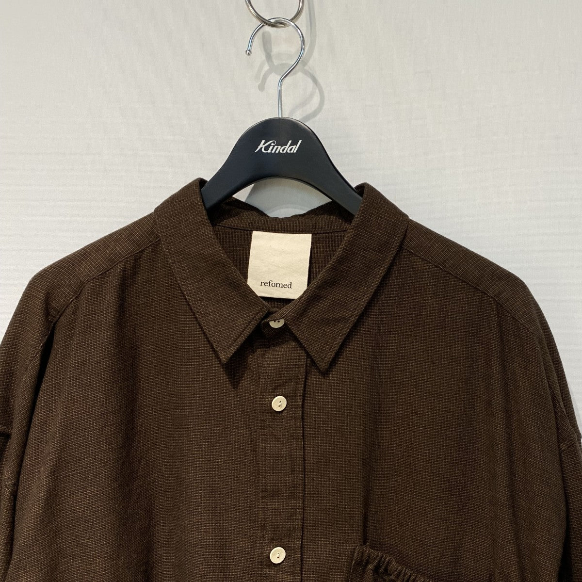 refomed Wrist Patch Wide Shirt／Checkオーバーサイズチェックシャツ 古着・中古-4枚目のアイテム画像
