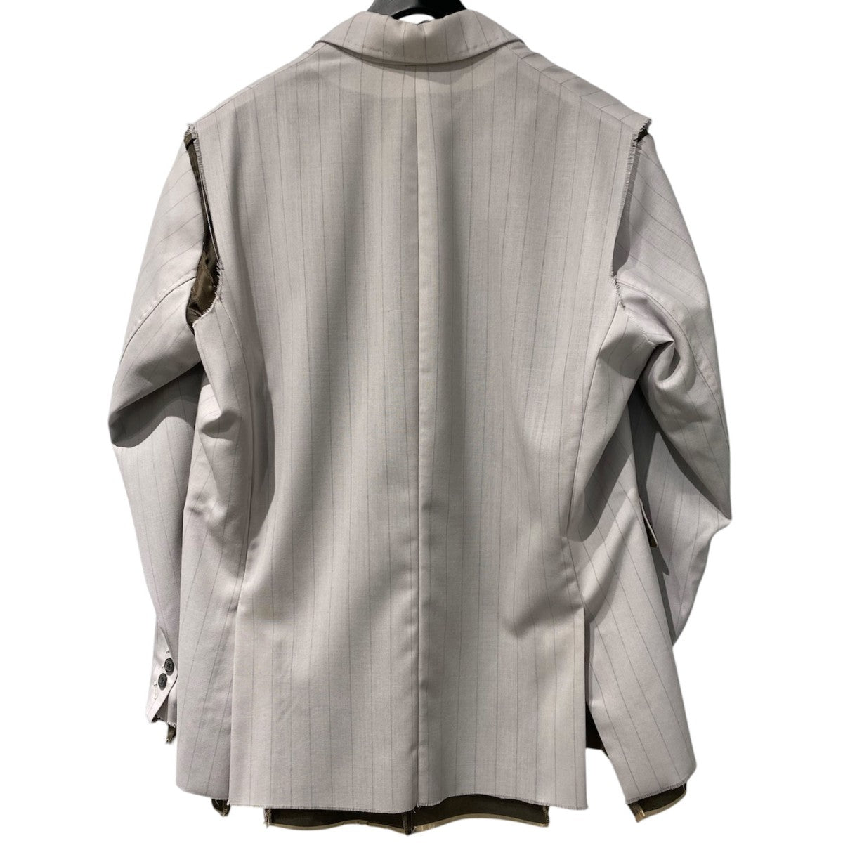 Maison MIHARA YASUHIRO 25AWドライウールジャケット デストロイカットオフ加工ストライプオーバーサイズK14JK421 古着・中古-3枚目のアイテム画像
