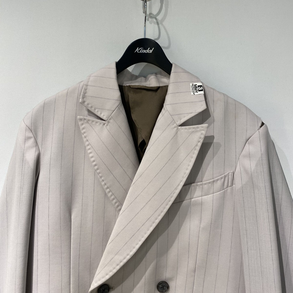 Maison MIHARA YASUHIRO 25AWドライウールジャケット デストロイカットオフ加工ストライプオーバーサイズK14JK421 古着・中古-4枚目のアイテム画像