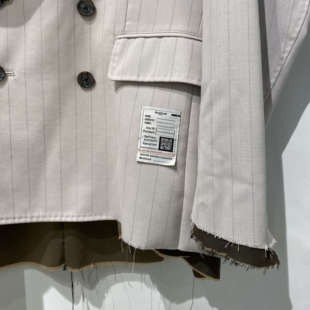 Maison MIHARA YASUHIRO 25AWドライウールジャケット デストロイカットオフ加工ストライプオーバーサイズK14JK421 古着・中古-5枚目のアイテム画像