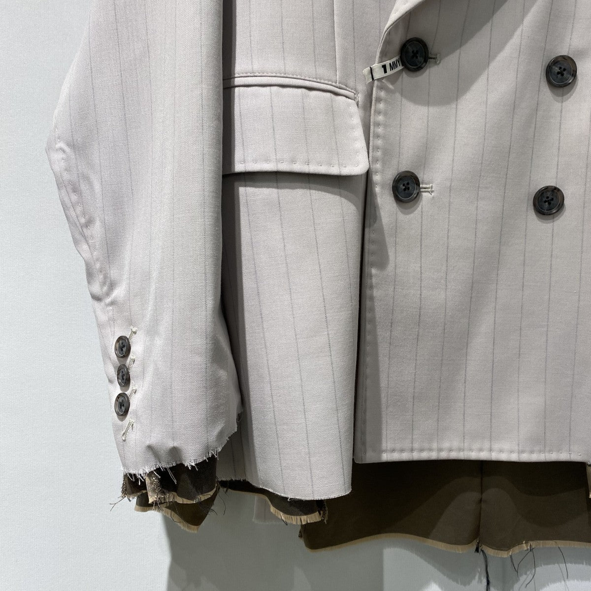 Maison MIHARA YASUHIRO 25AWドライウールジャケット デストロイカットオフ加工ストライプオーバーサイズK14JK421 古着・中古-6枚目のアイテム画像