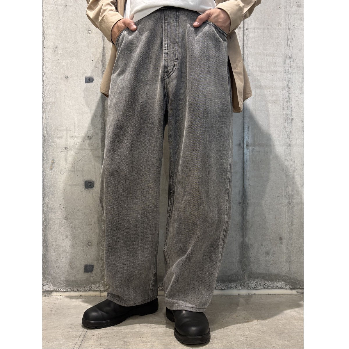 YLEVE 13．5oz DENIM BAGGY FADE USED加工バギーワイドデニムパンツ 古着・中古-2枚目のアイテム画像