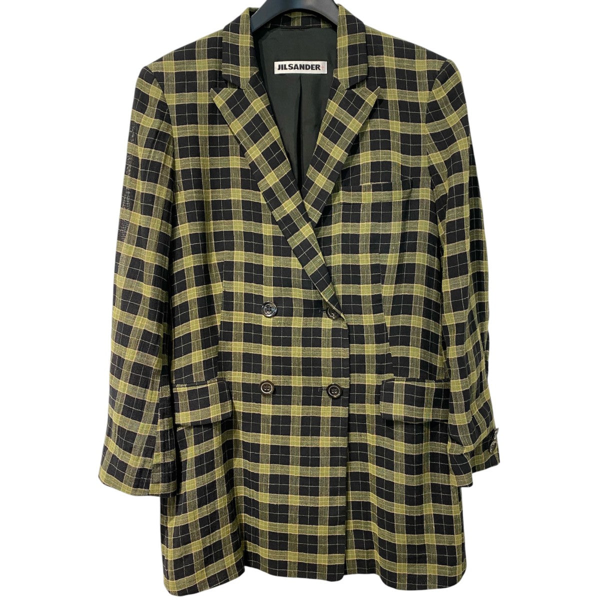 JIL SANDER+ +ライン初期 チェックリネンダブル肩パッドジャケット 古着・中古-1枚目のアイテム画像