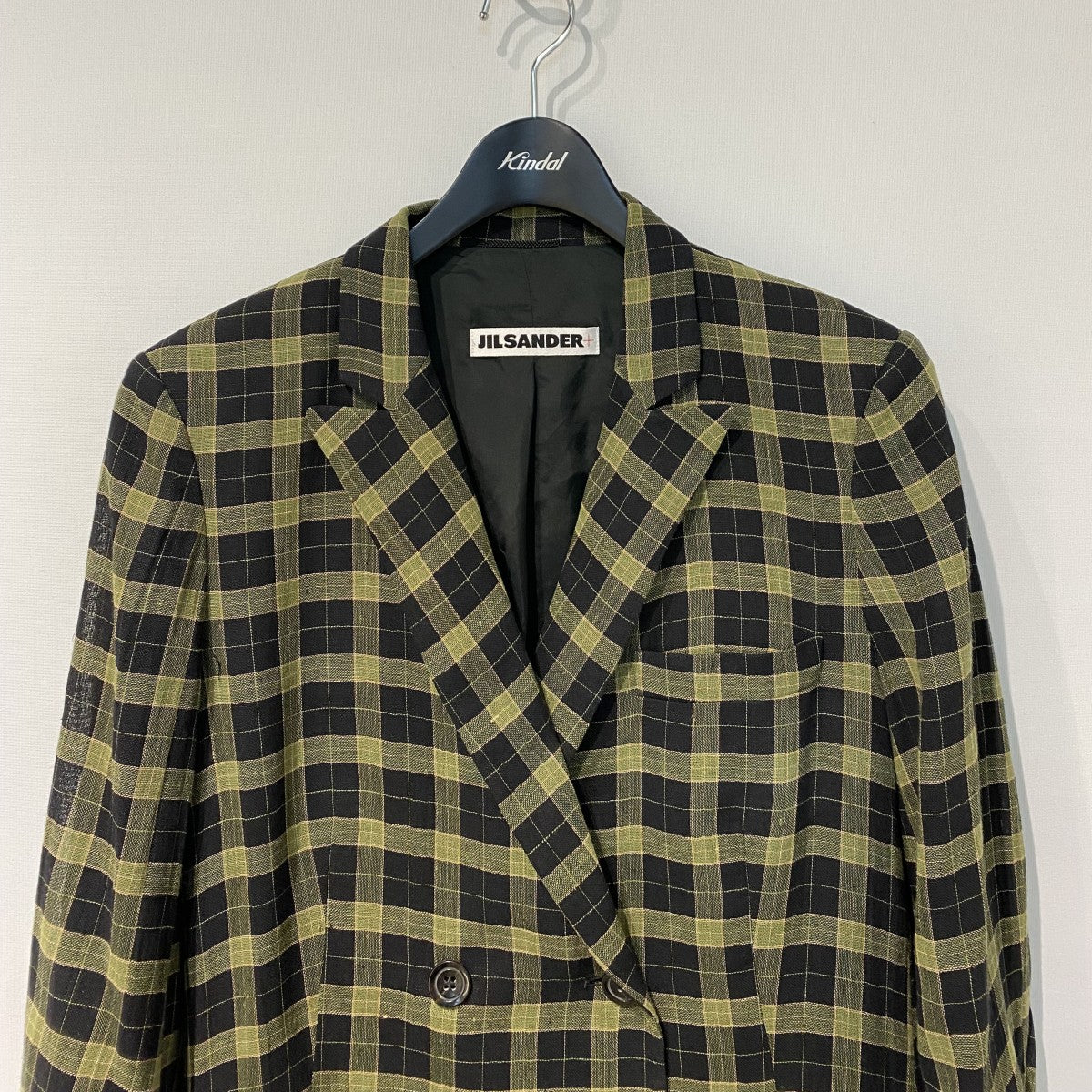 JIL SANDER+ +ライン初期 チェックリネンダブル肩パッドジャケット 古着・中古-3枚目のアイテム画像