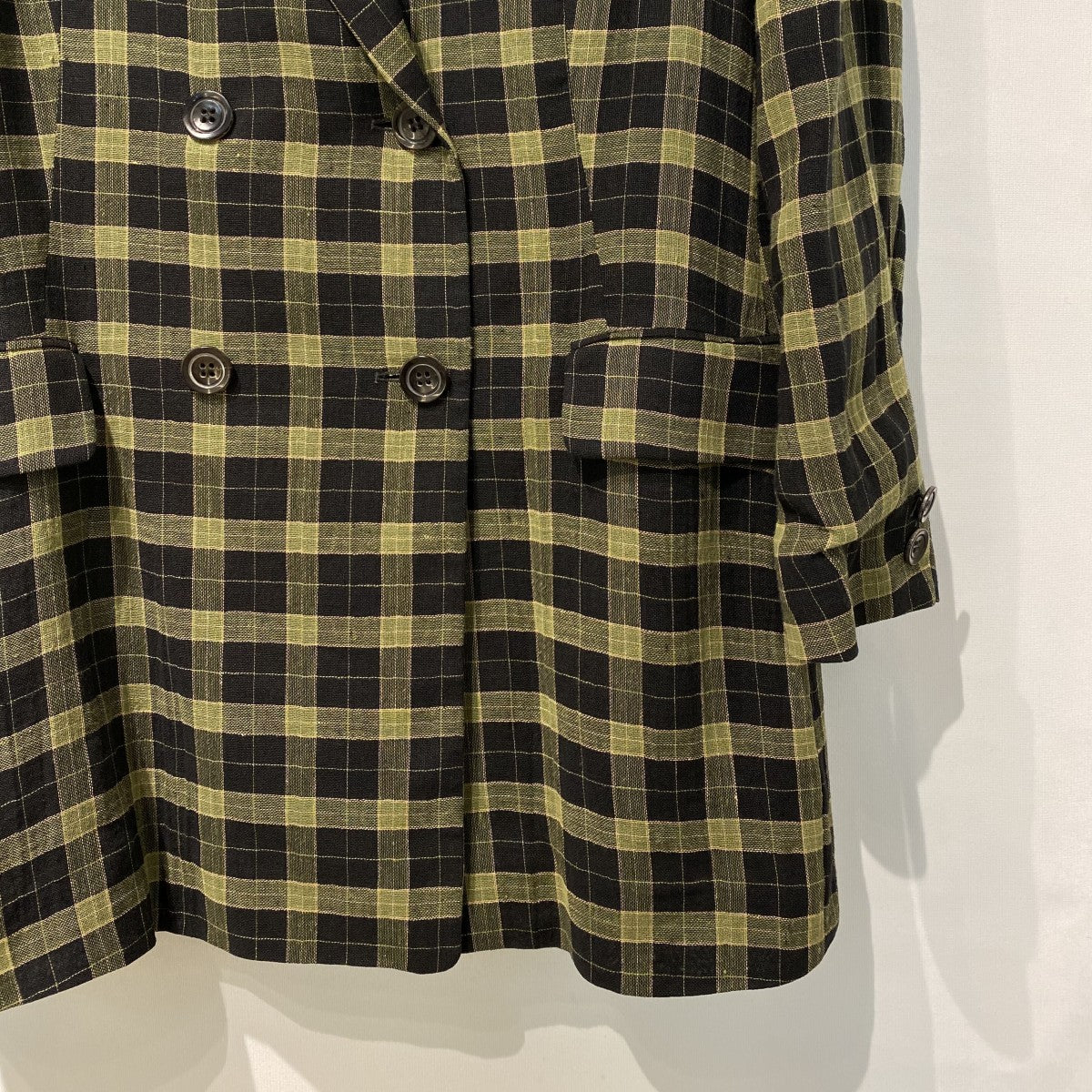 JIL SANDER+ +ライン初期 チェックリネンダブル肩パッドジャケット 古着・中古-4枚目のアイテム画像