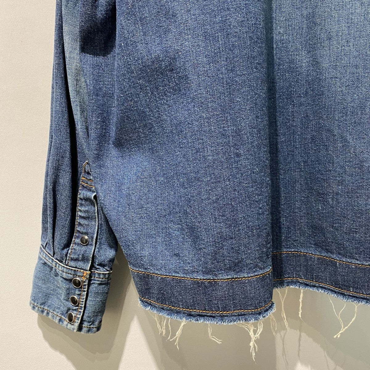Denim Double Layered Shirt Jacketデニムストライプドッキングカットオフシャツジャット20-04932
