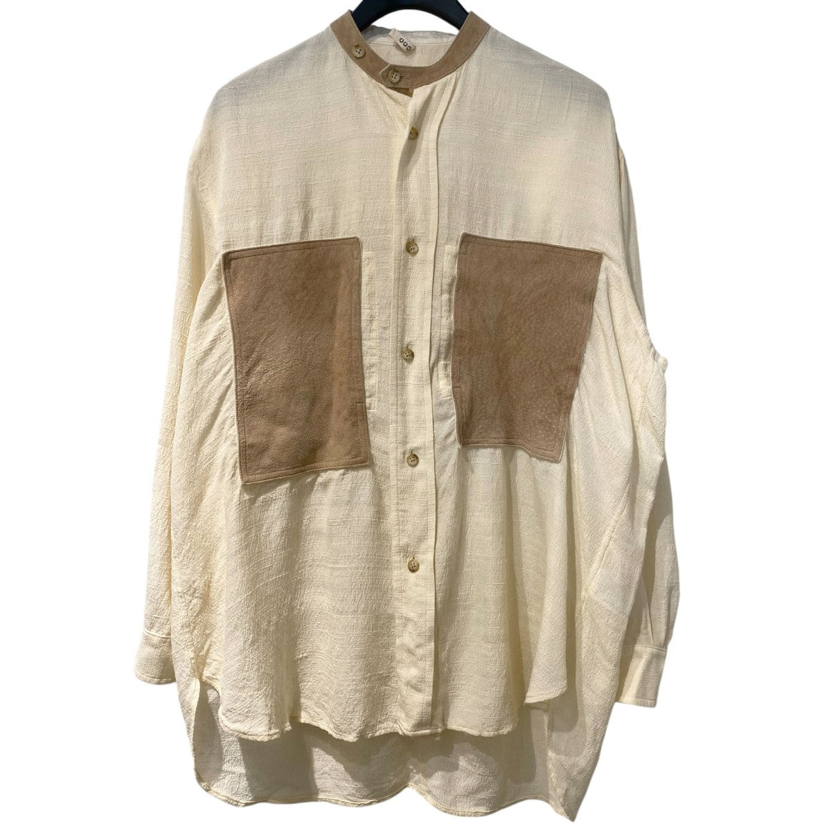 CCU SILK×PIG SUEDE STAND COLLAR SHRITシルク×スウェードオーバーサイズシャツ 古着・中古-1枚目のアイテム画像