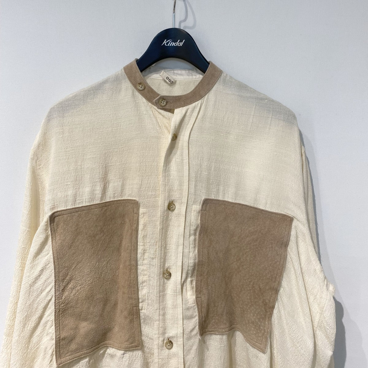 CCU SILK×PIG SUEDE STAND COLLAR SHRITシルク×スウェードオーバーサイズシャツ 古着・中古-4枚目のアイテム画像