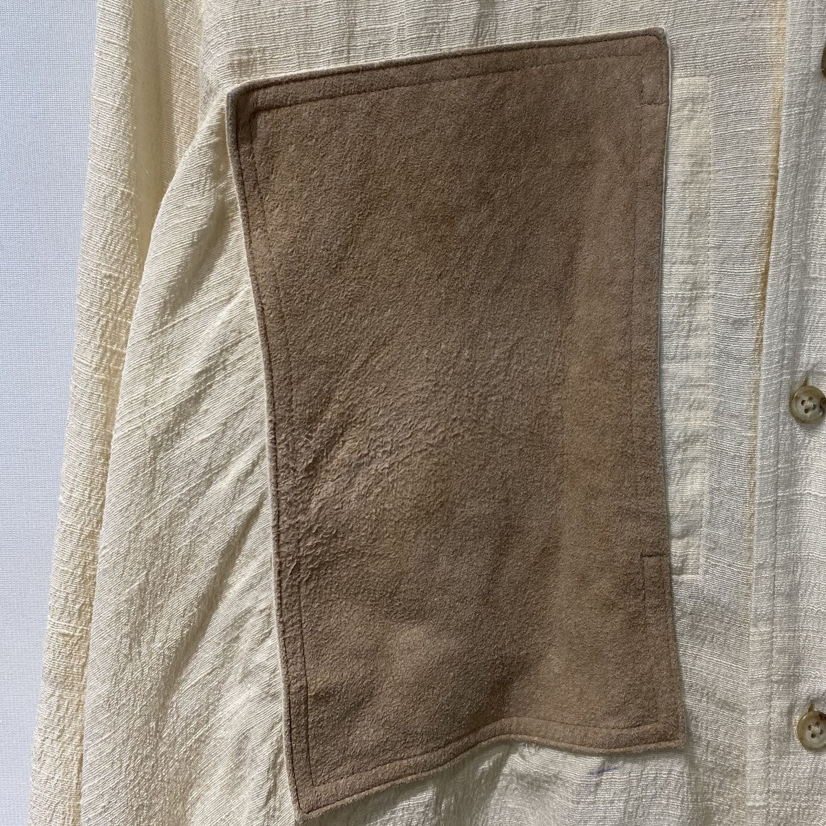CCU SILK×PIG SUEDE STAND COLLAR SHRITシルク×スウェードオーバーサイズシャツ 古着・中古-5枚目のアイテム画像