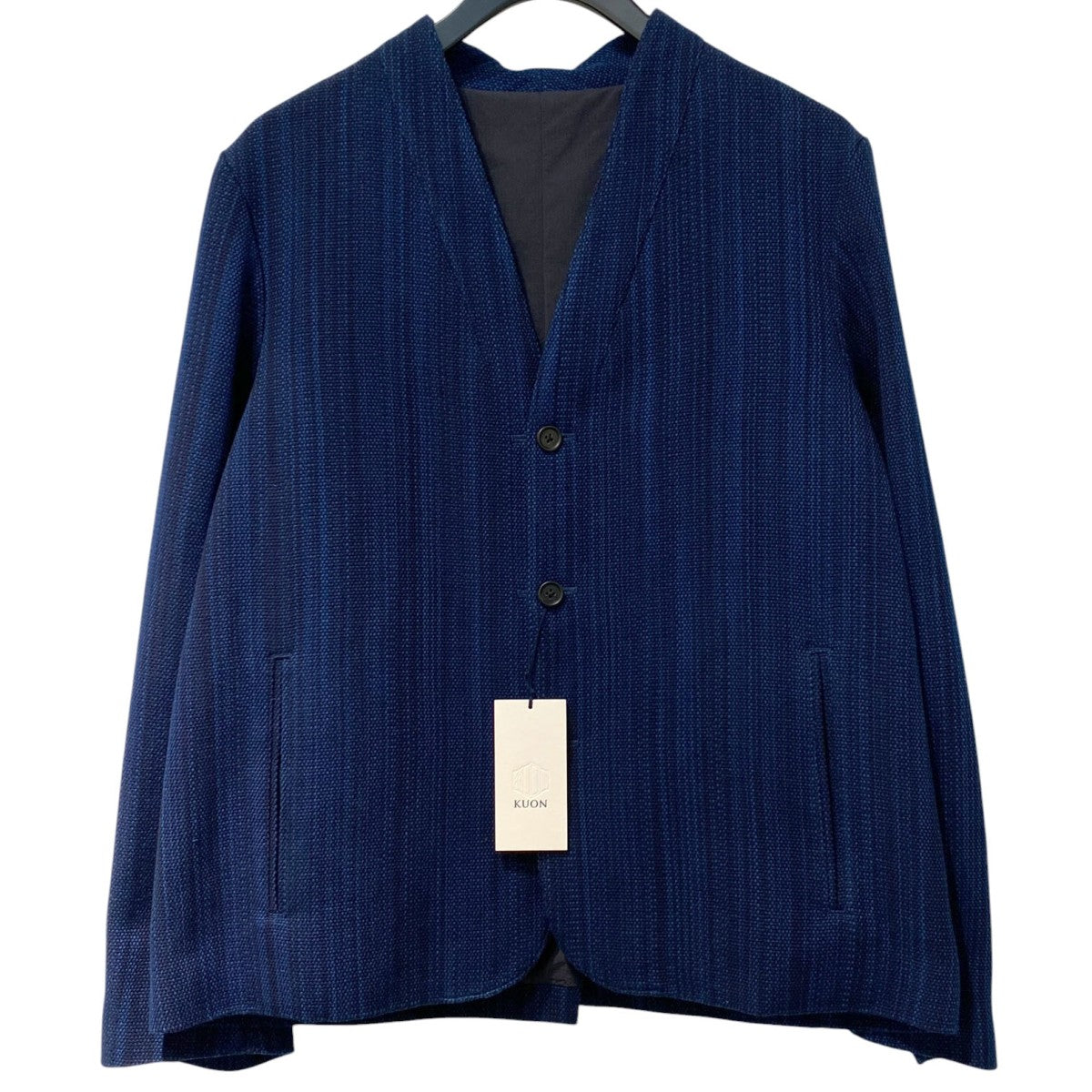 KUON 25AWAizome Sashiko Kimono Collar Blazer藍染め刺し子サシコ着物キモノカラーブレザージャケット 古着・中古-1枚目のアイテム画像