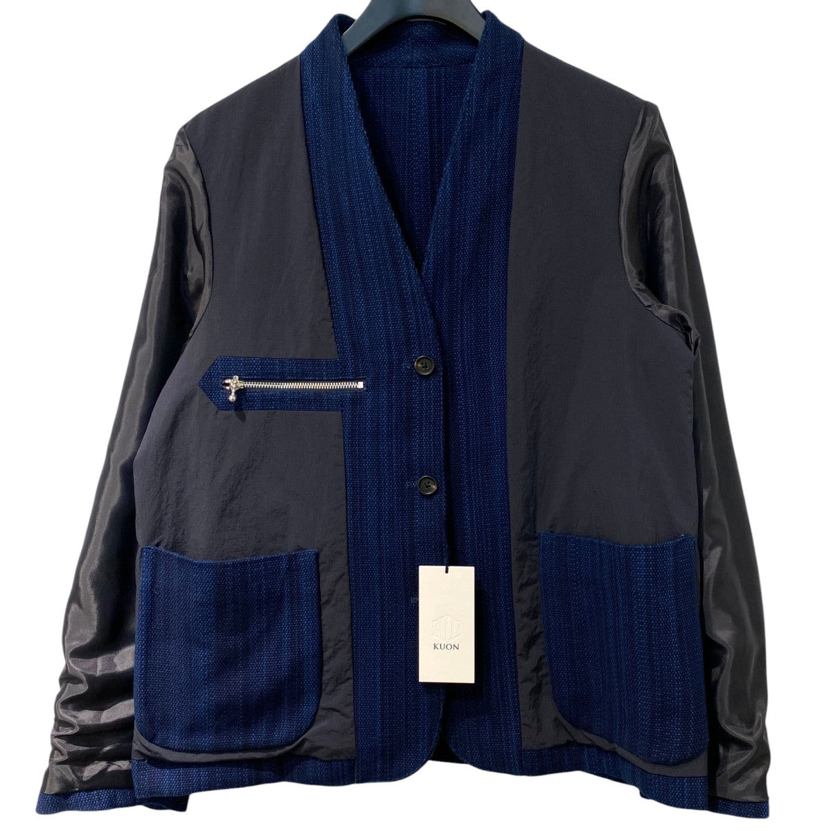KUON 25AWAizome Sashiko Kimono Collar Blazer藍染め刺し子サシコ着物キモノカラーブレザージャケット 古着・中古-5枚目のアイテム画像