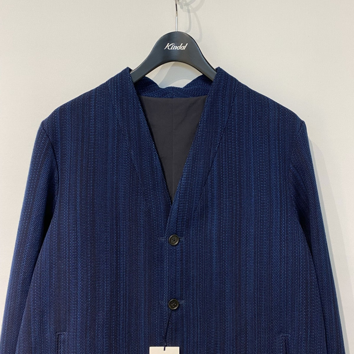 KUON 25AWAizome Sashiko Kimono Collar Blazer藍染め刺し子サシコ着物キモノカラーブレザージャケット 古着・中古-7枚目のアイテム画像